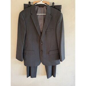 Caravelli Fabric Italian Suit Mens 40 S 34 Gray Plaid Check Jacket & Pants Set